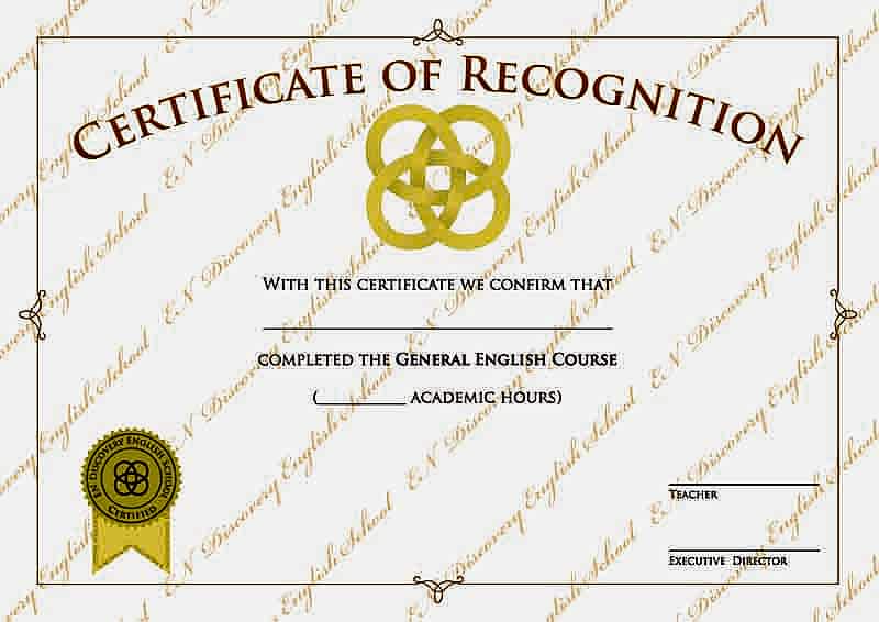 certificate of regognotion